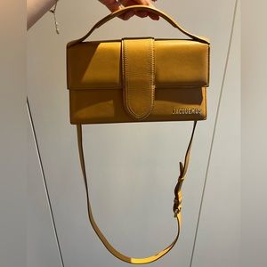 JACQUEMUS Le bambino leather shoulder bag in dark yellow!